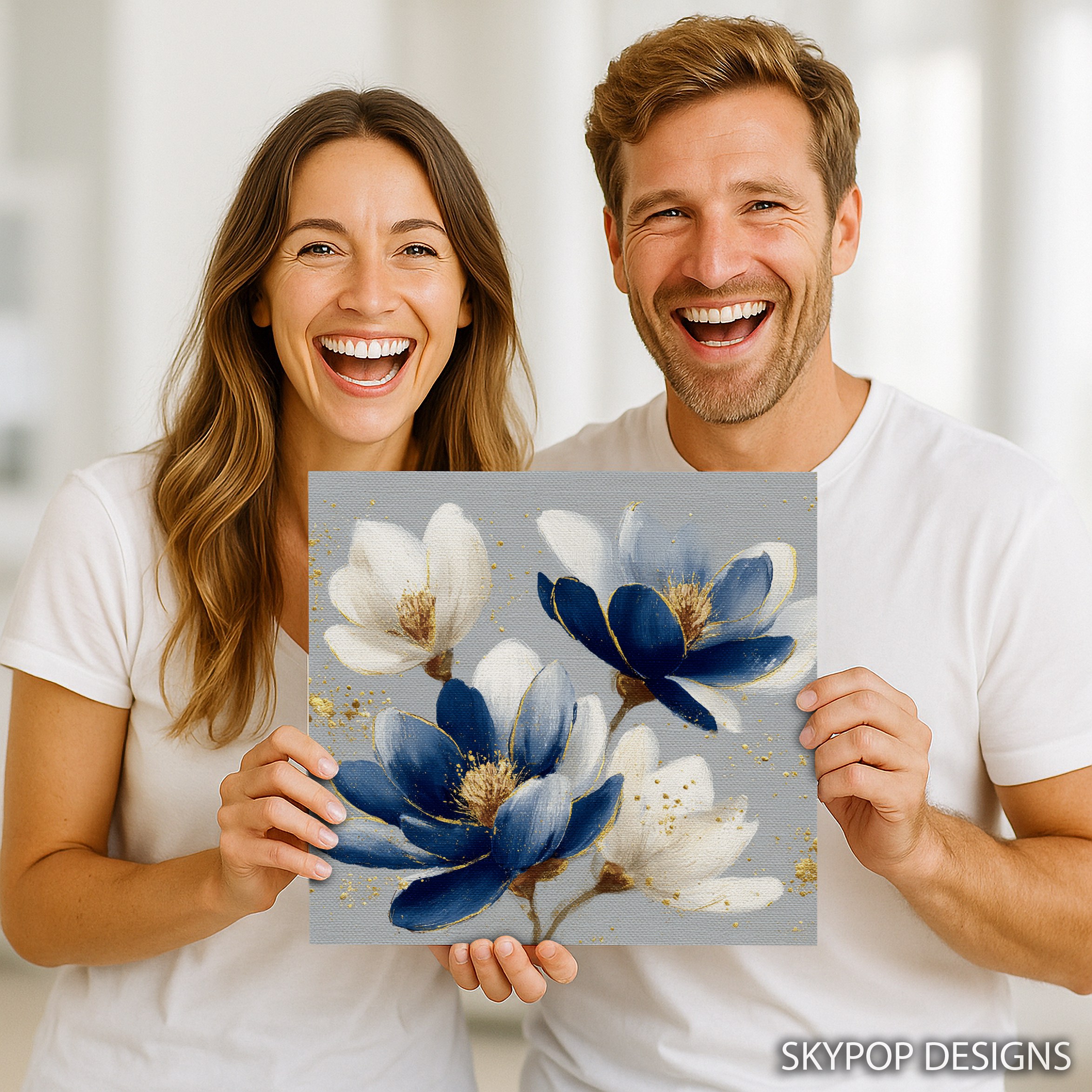 3.jpg Blue and Gold Floral Art