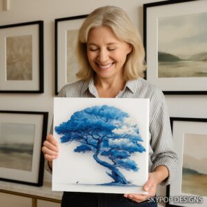 Blue Tree Bird Art
