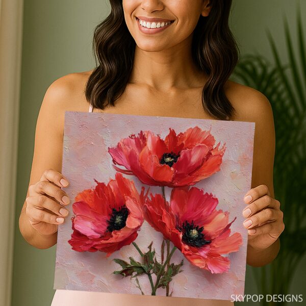 Red Poppy Flower Art