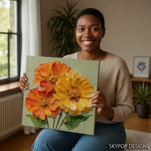 Zinnia Bloom Art
