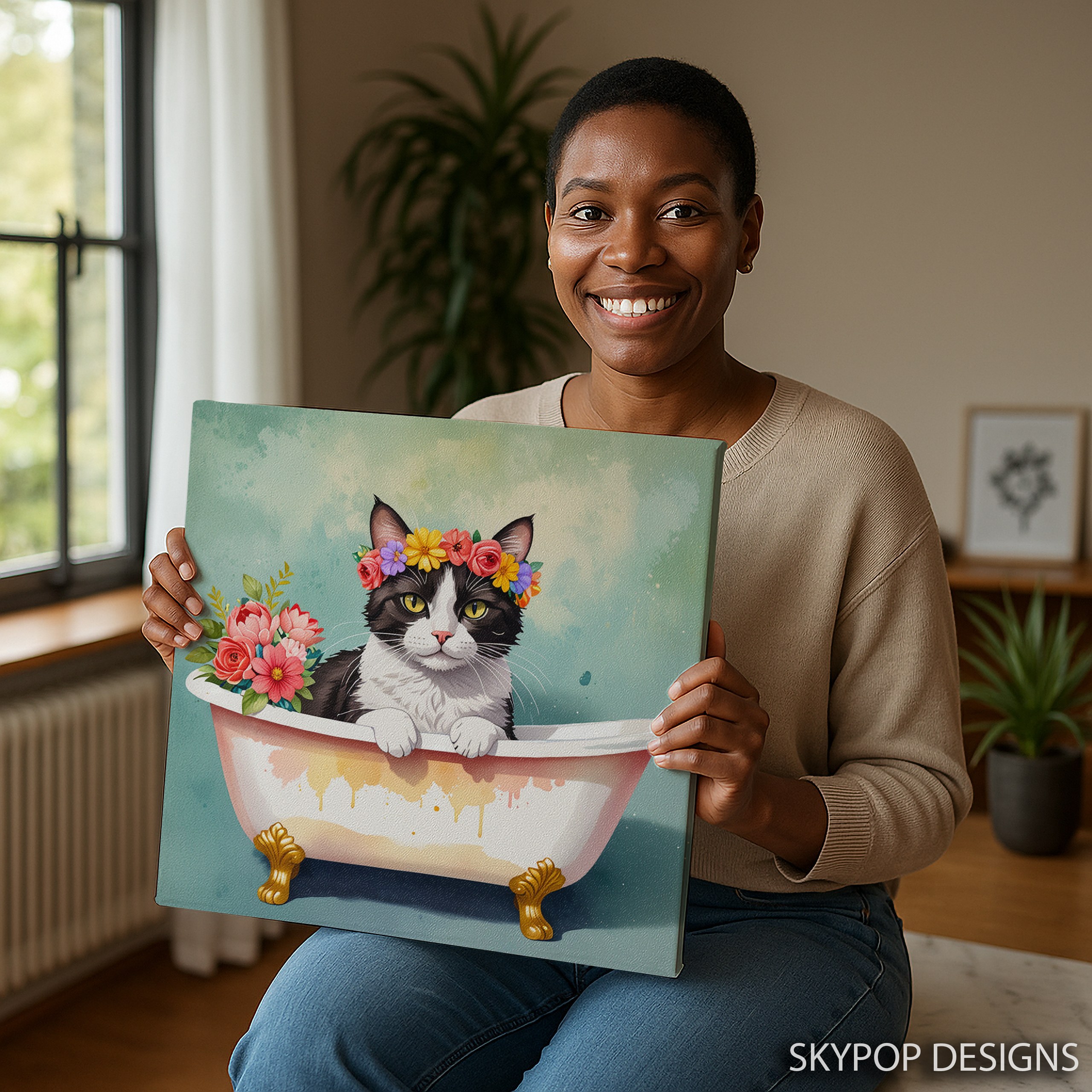 3.jpg Cat Bathtub Flower Art