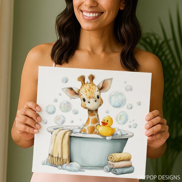 Giraffe Bath Time Art