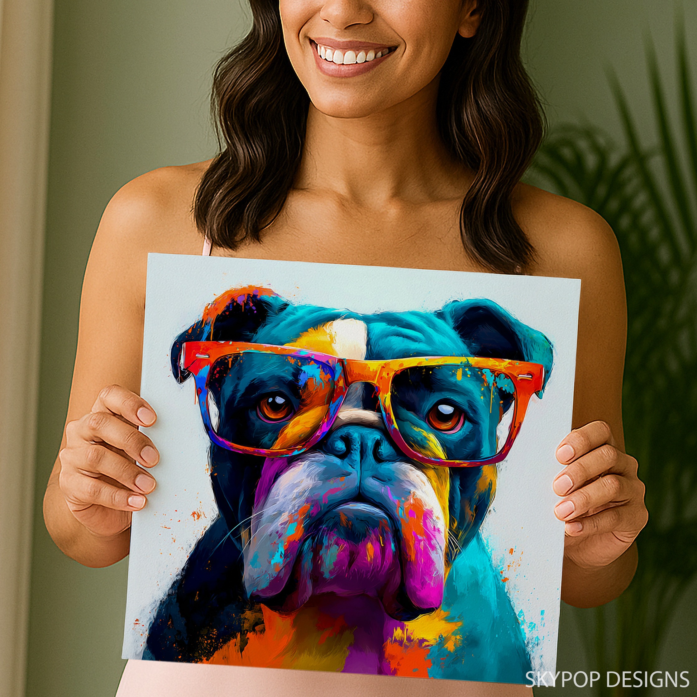 3.jpg Bulldog With Glasses Art
