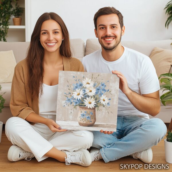 Daisy and Cornflower Bouquet Art