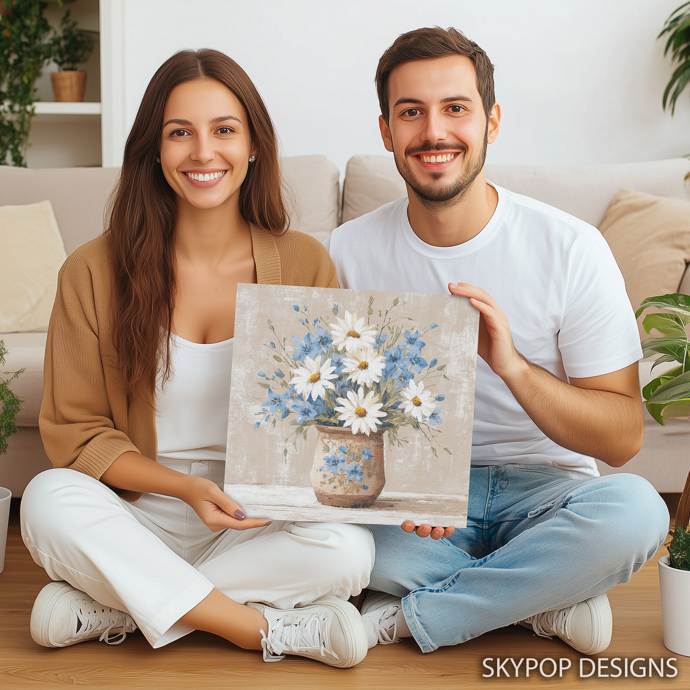 3.jpg Daisy and Cornflower Bouquet Art
