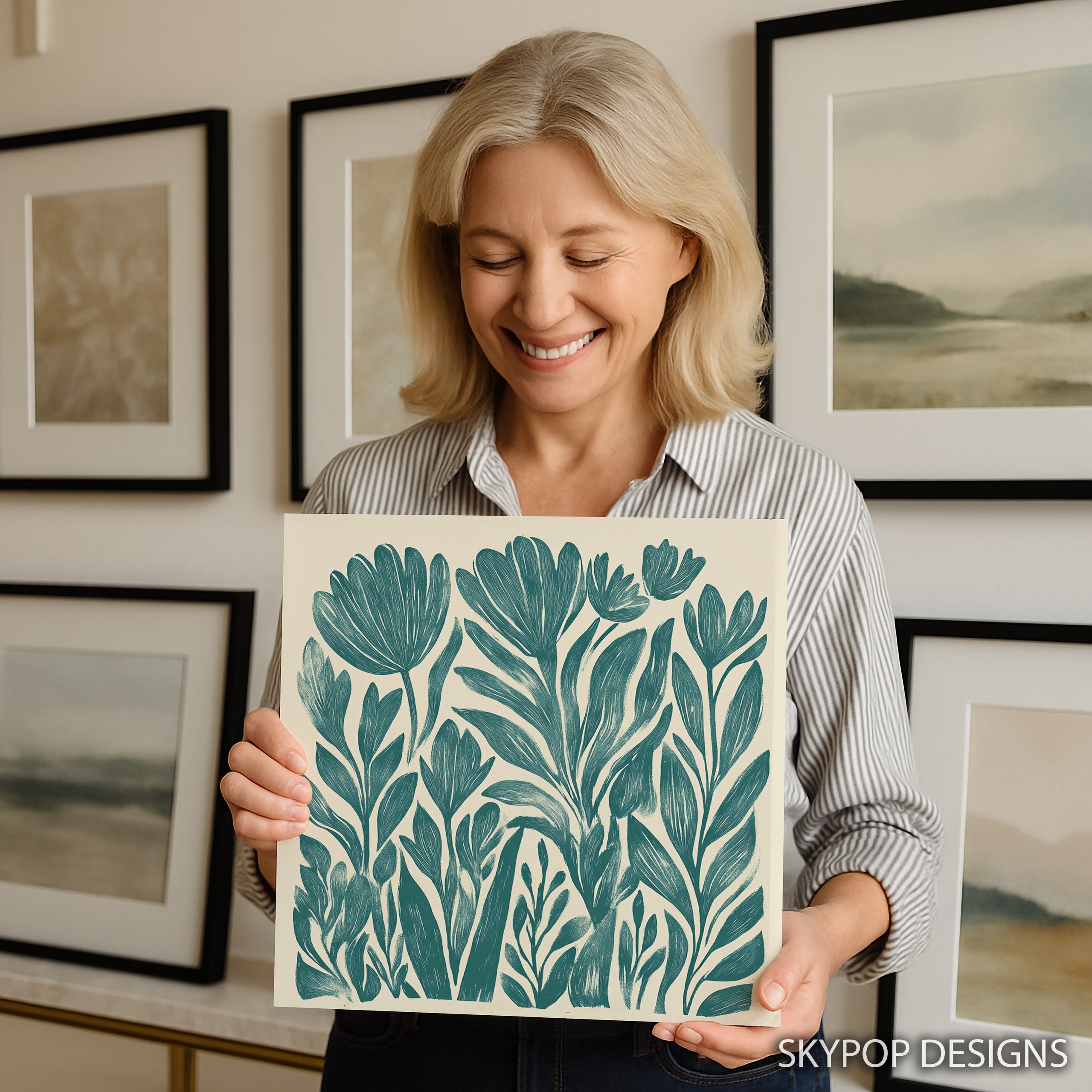 3.jpg Teal Tulip Art