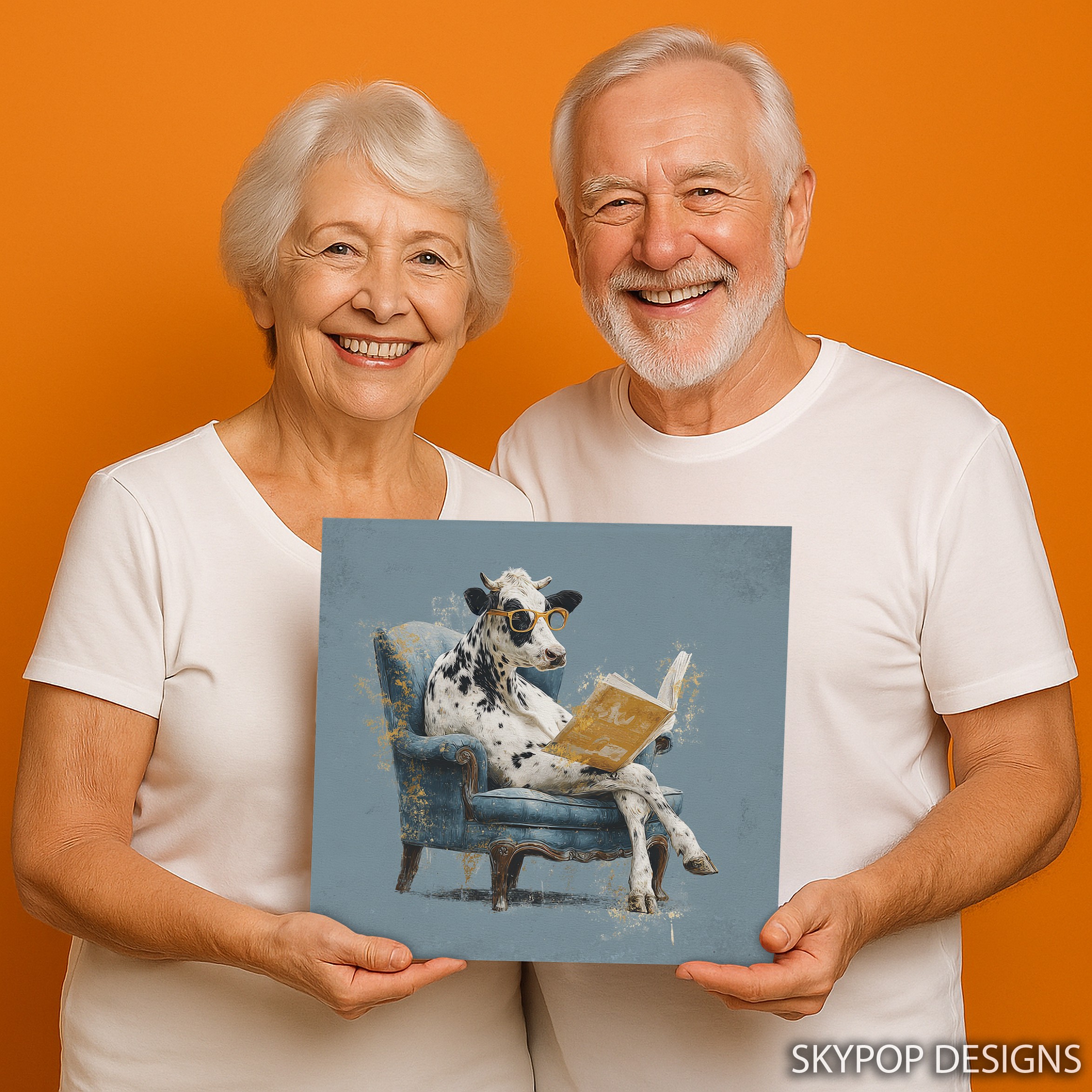 3.jpg Cow Reading Book Art