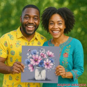 Mason Jar Flower Bouquet Art