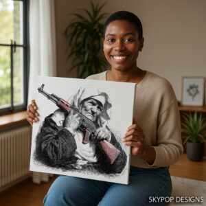 Elderly Woman with Gun Art