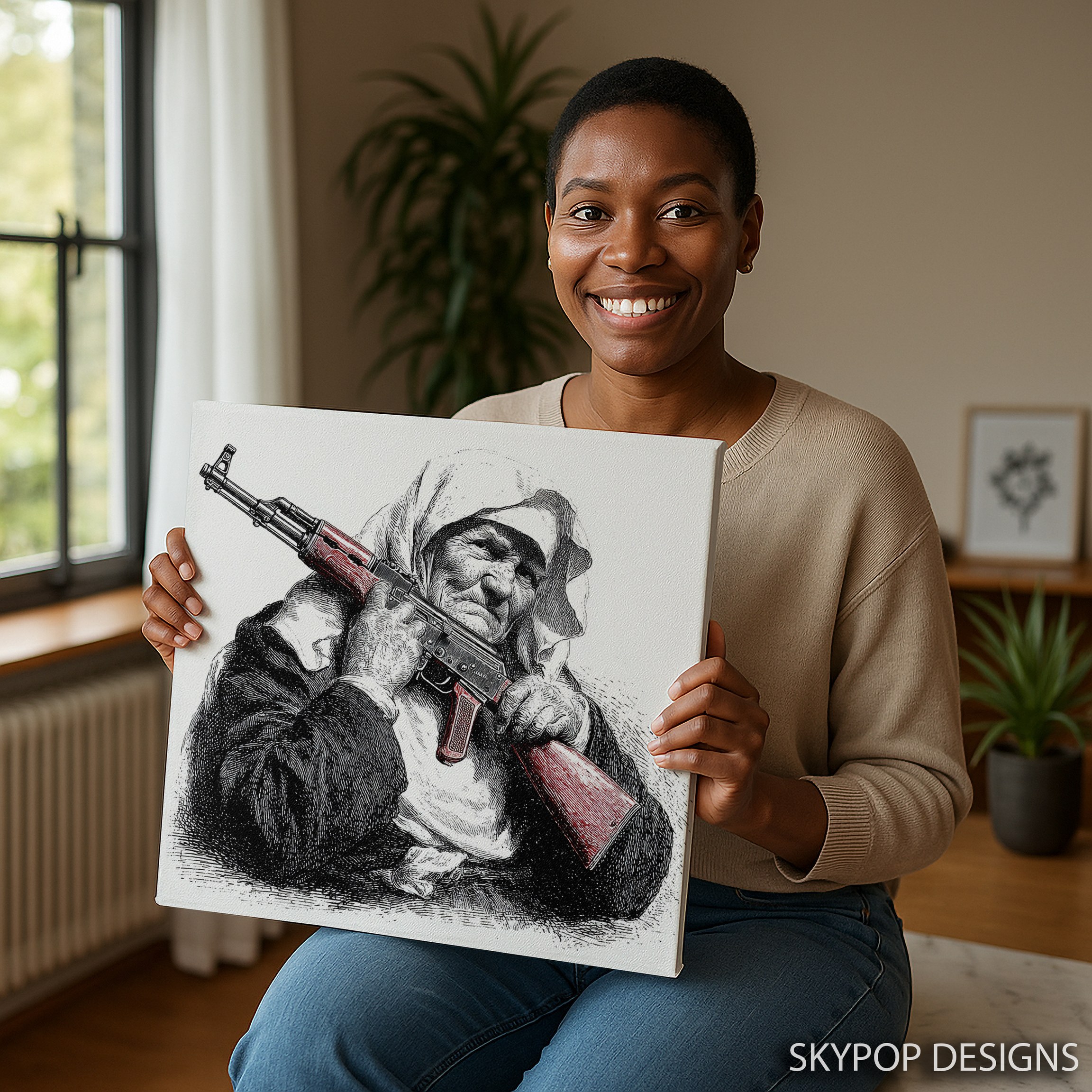3.jpg Elderly Woman with Gun Art
