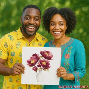 Burgundy Peony Bouquet Art