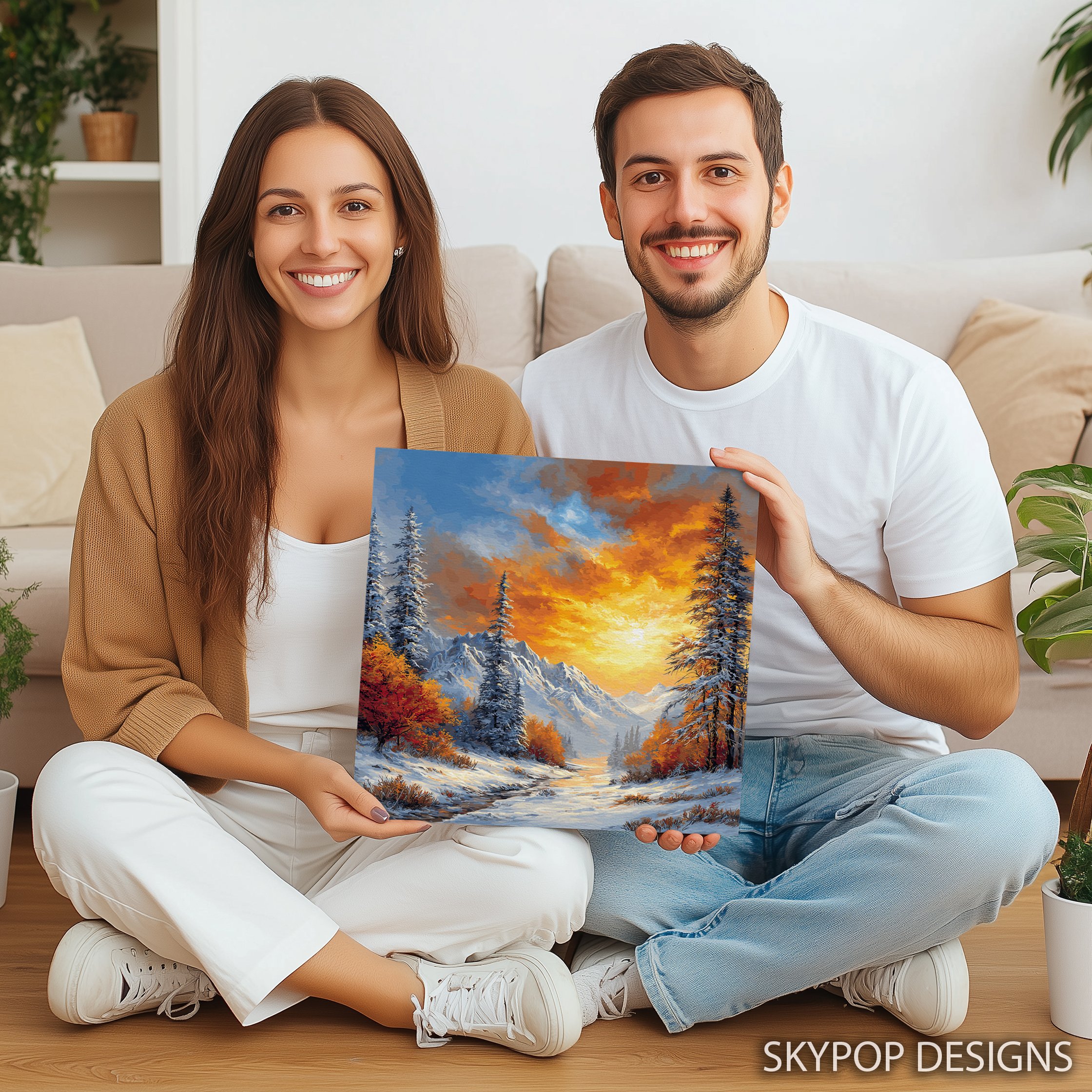 3.jpg Fiery Winter Sunset Mountain Art