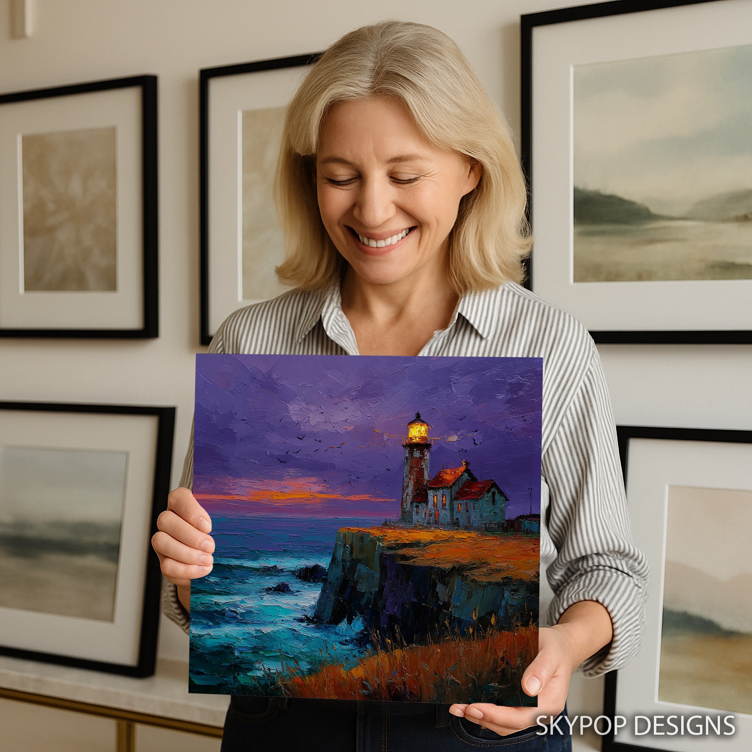 3.jpg Lighthouse Cliff Sunset Art