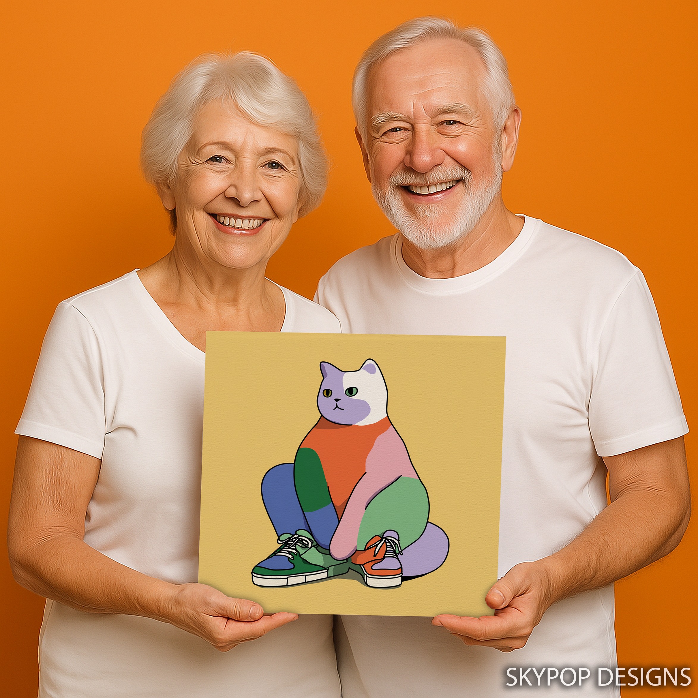 3.jpg Colorful Cat Sneakers Art