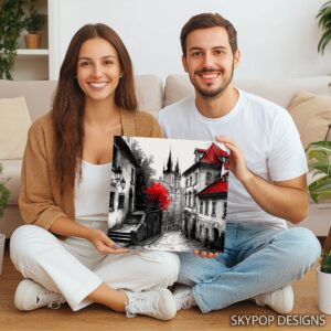 Red Roofed Prague Cityscape Art