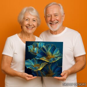 Electric Blue Flower Art