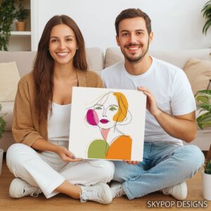 Colorful Line Art Face Art
