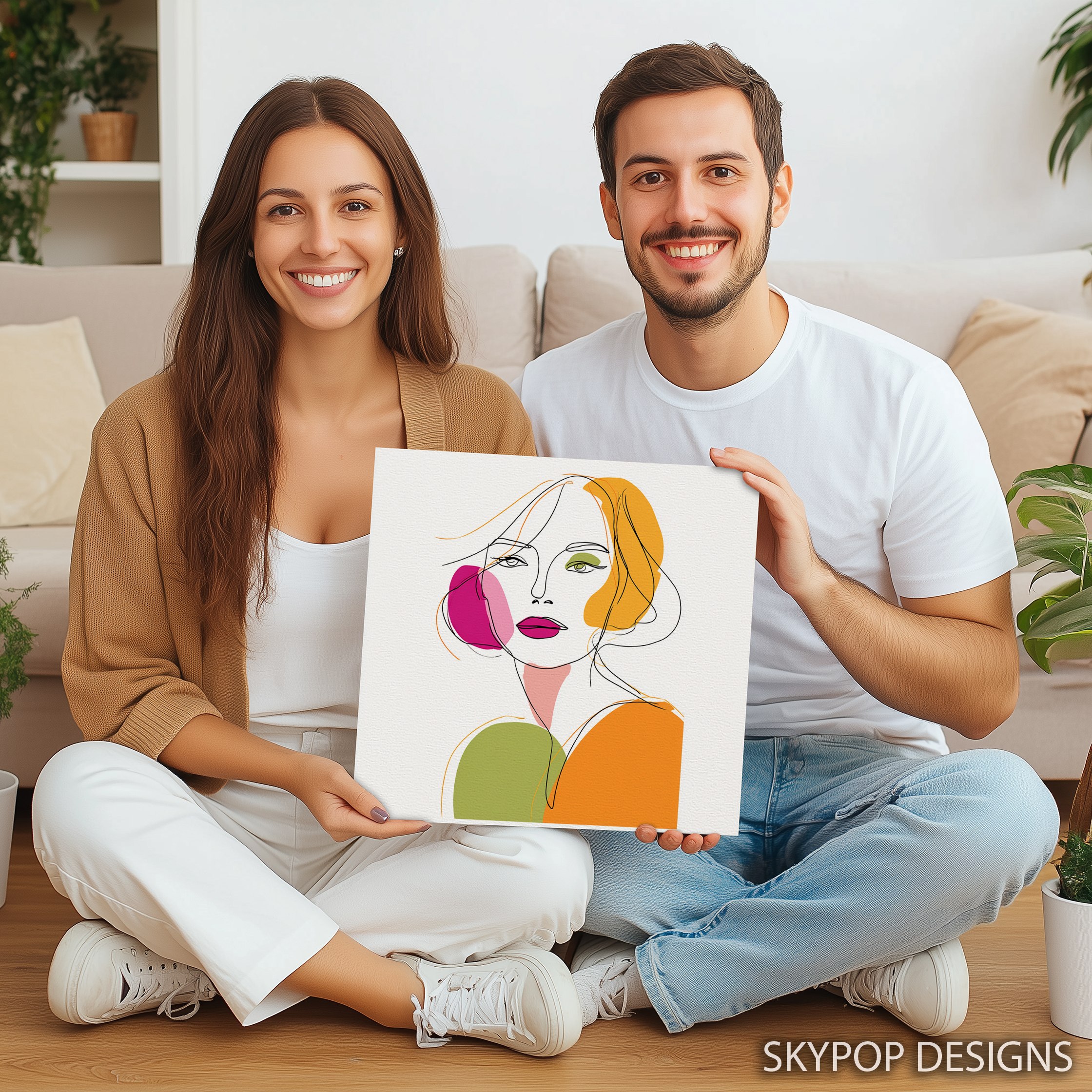 3.jpg Colorful Line Art Face Art