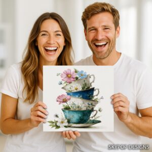 Floral Teacup Stack Art