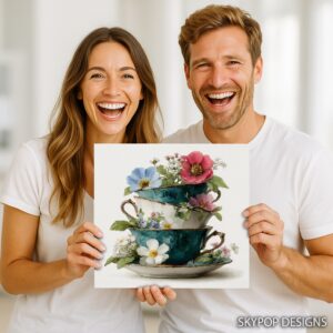 Vintage Teacup Floral Art