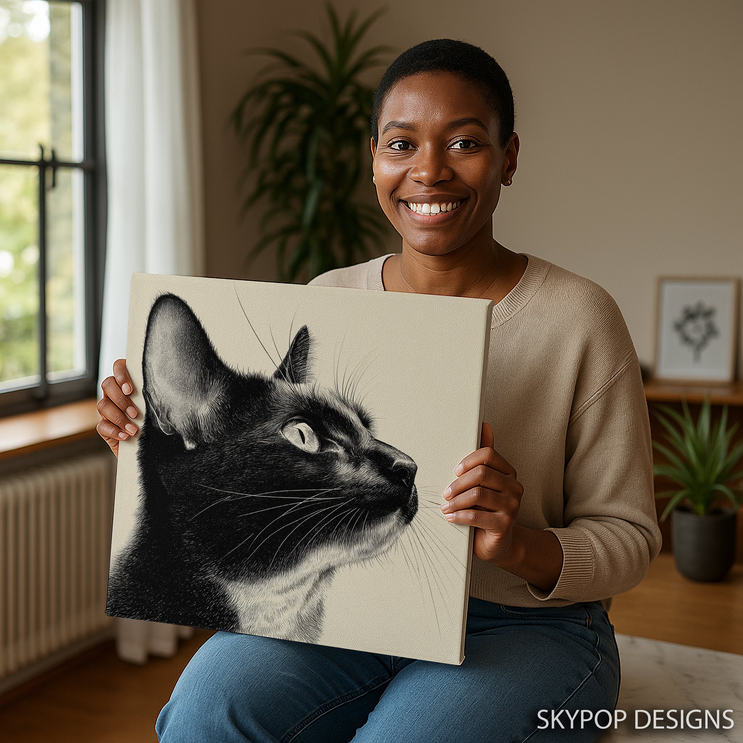 3.jpg Black Cat Portrait Art