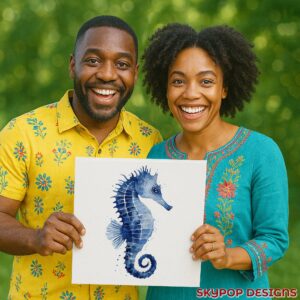 Blue Seahorse Art