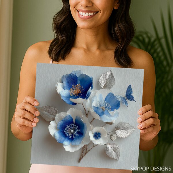 Blue Poppy Butterfly Art