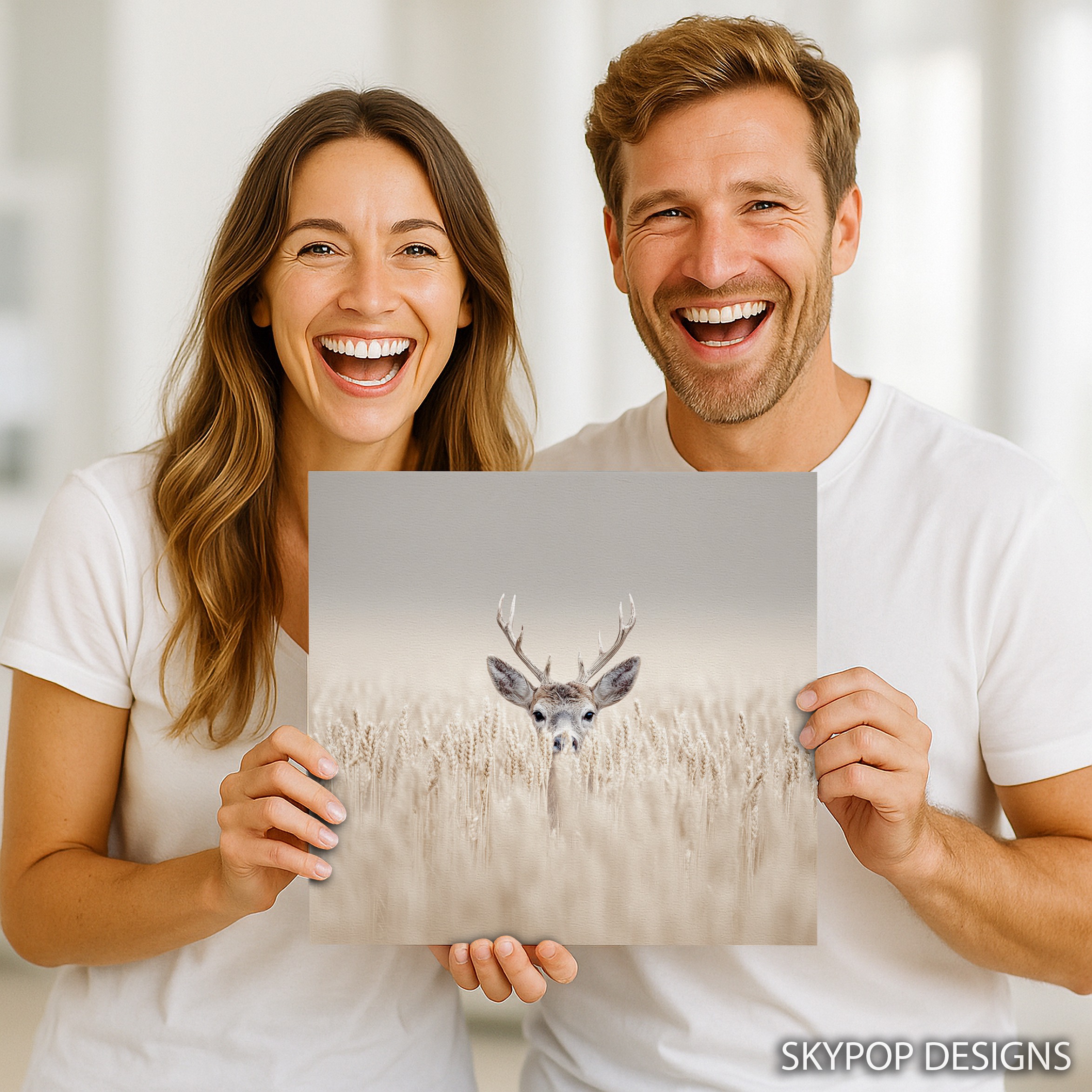 3.jpg Deer in Wheat Field Art