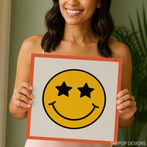 Star Eyes Smiley Face Art