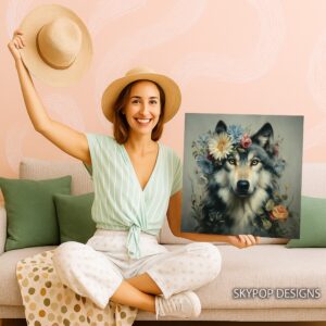 Wolf Floral Crown Art