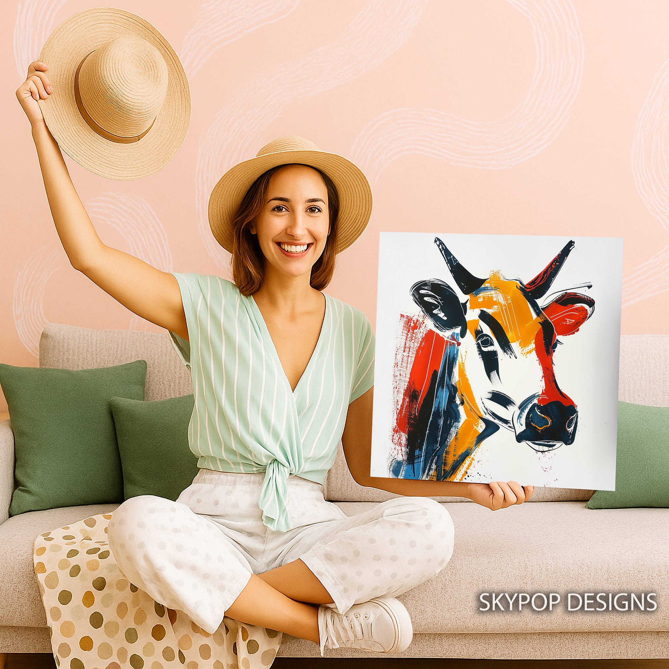 3.jpg Colorful Cow Art