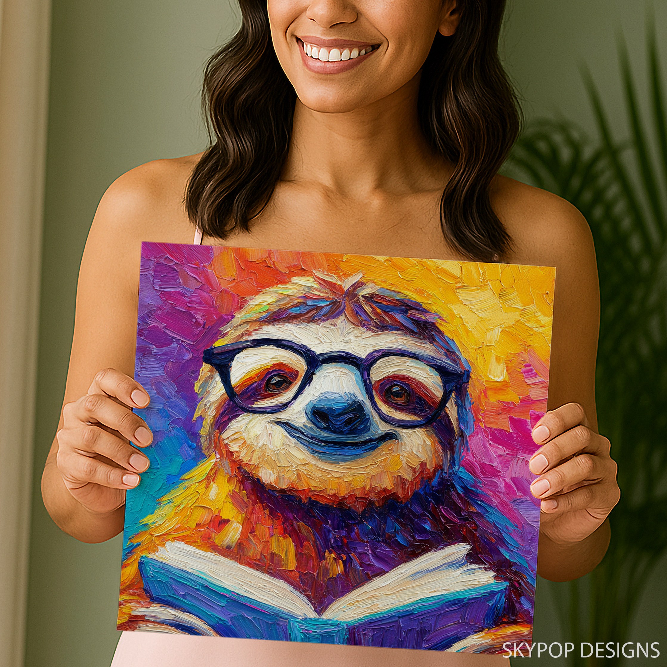 3.jpg Sloth Reading Art