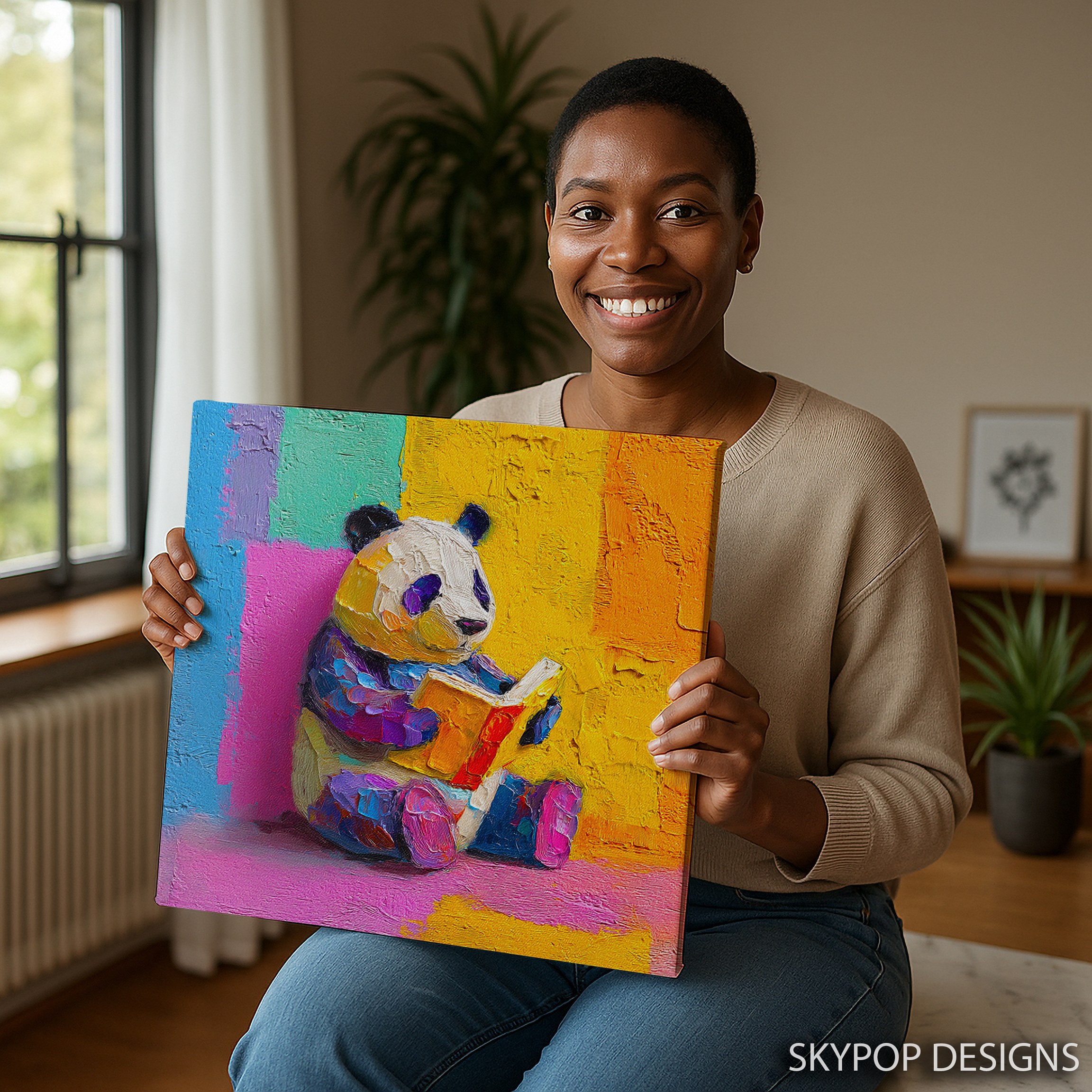 3.jpg Panda Reading Book Art