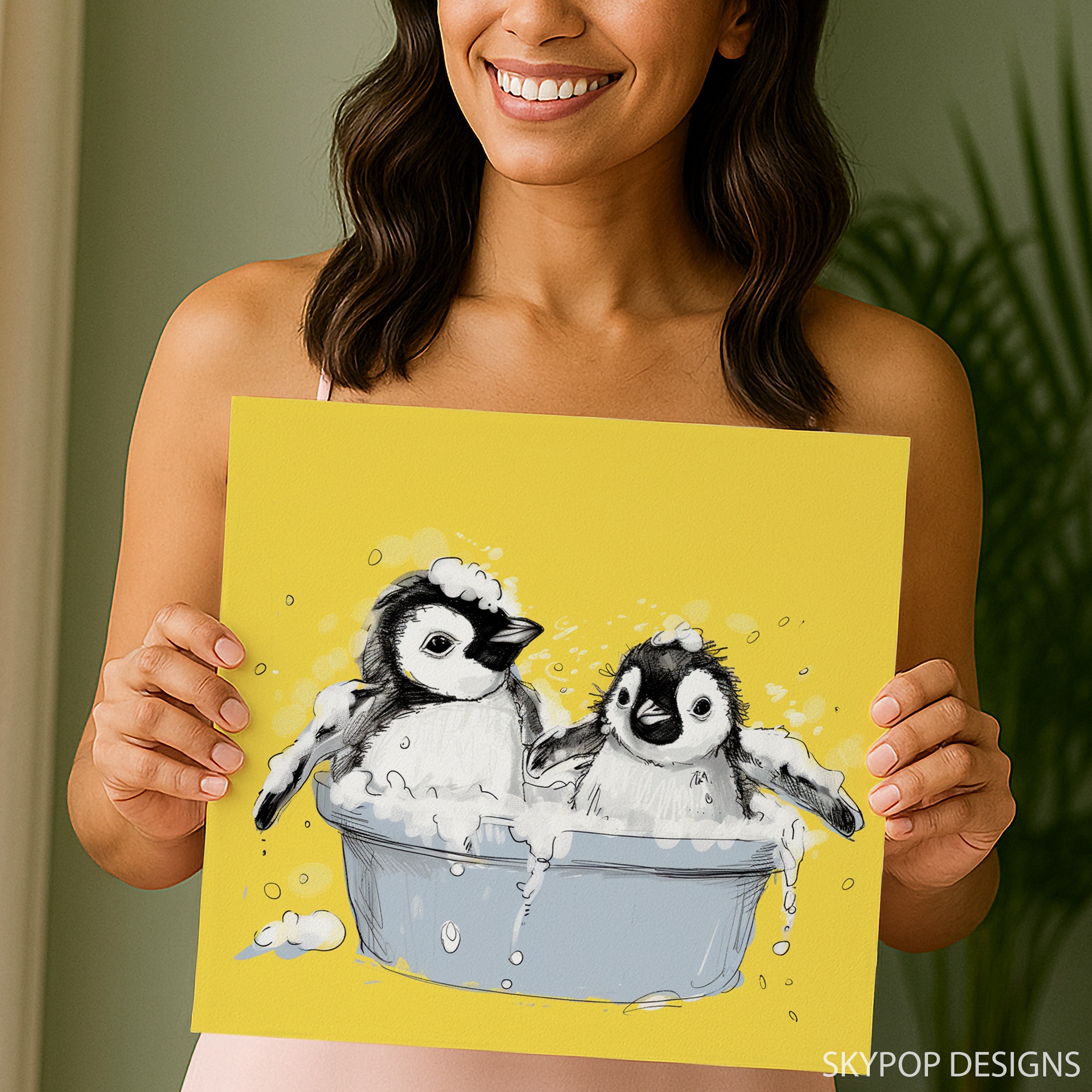 3.jpg Penguin Bath Time Art
