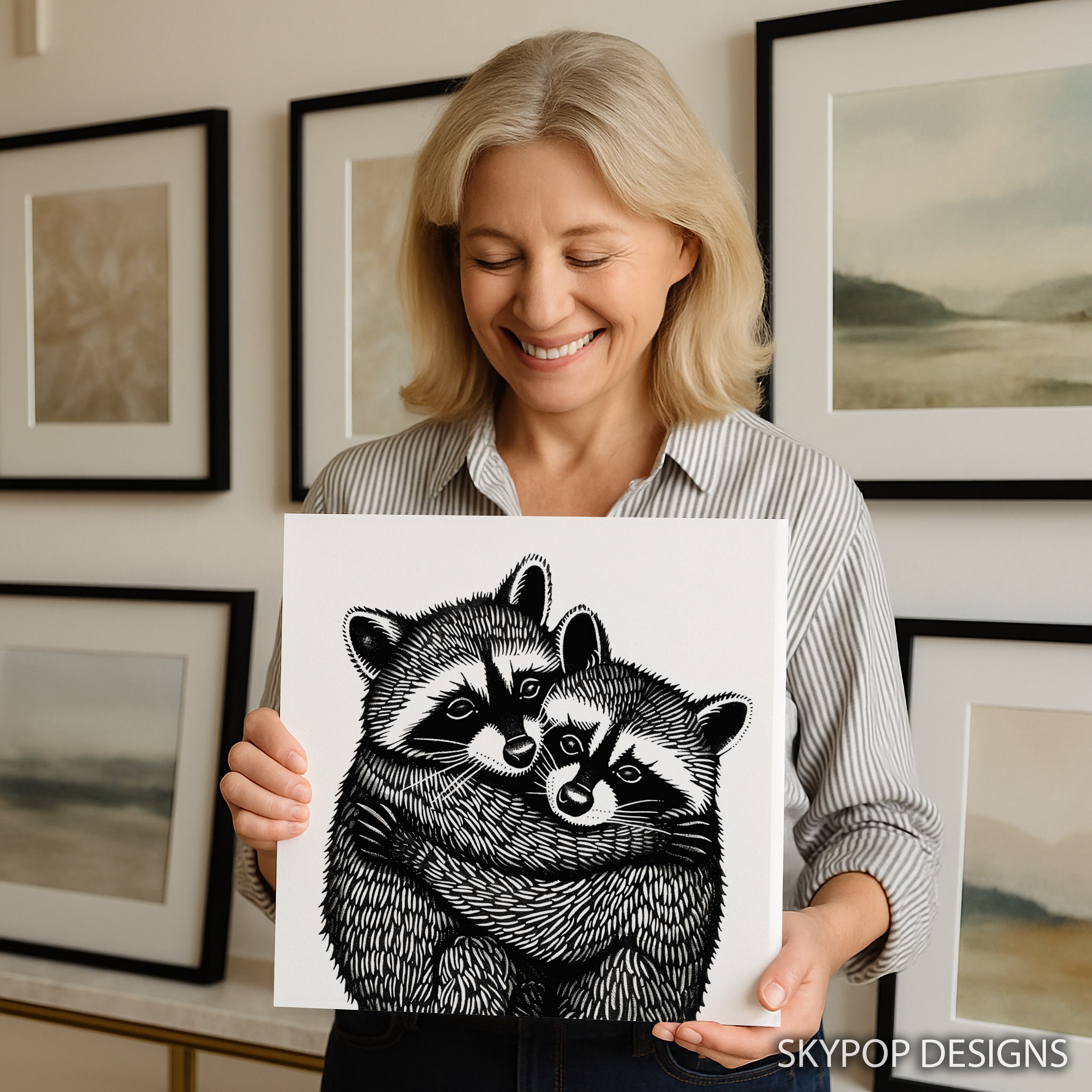 3.jpg Raccoon Cuddle Art