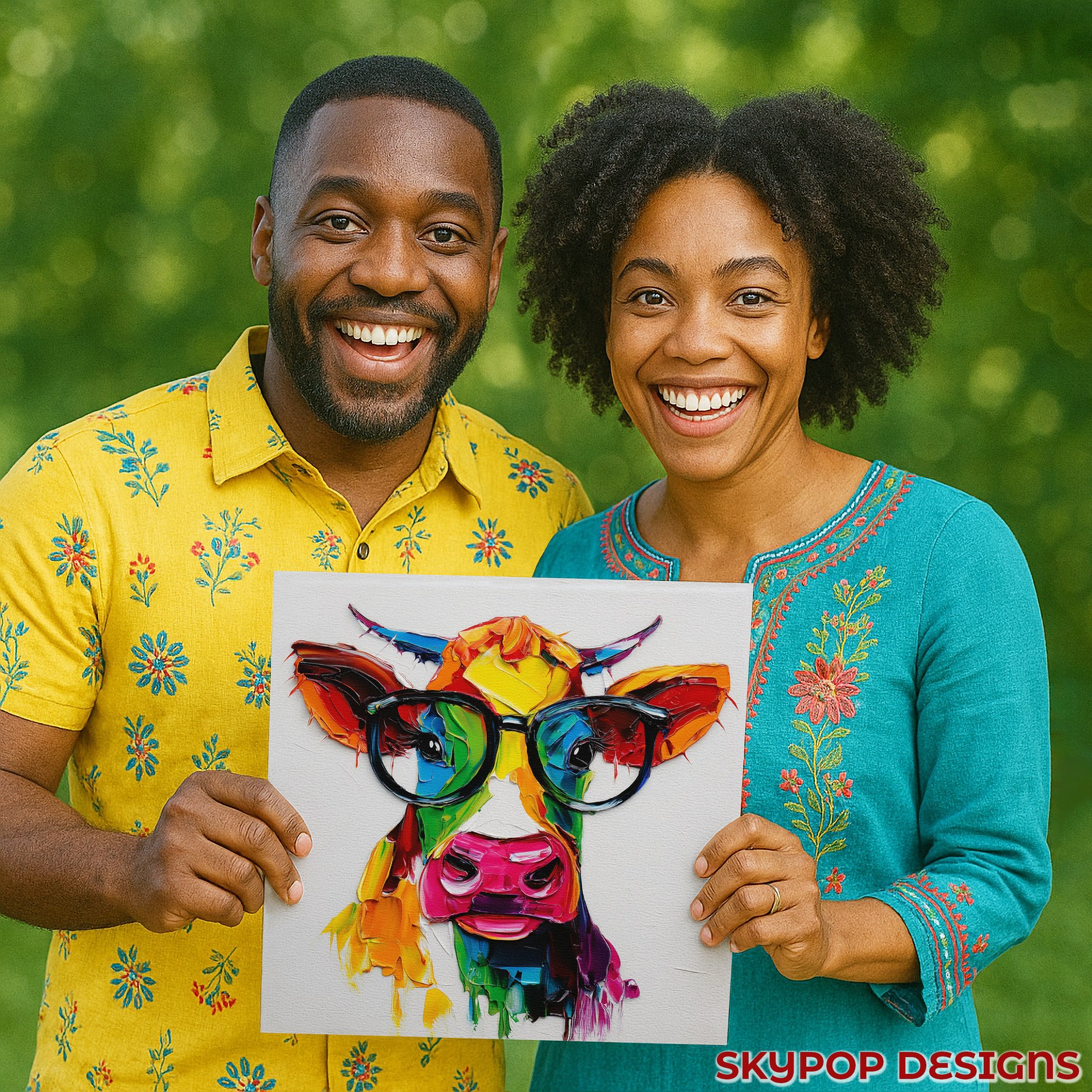 3.jpg Colorful Cow Art