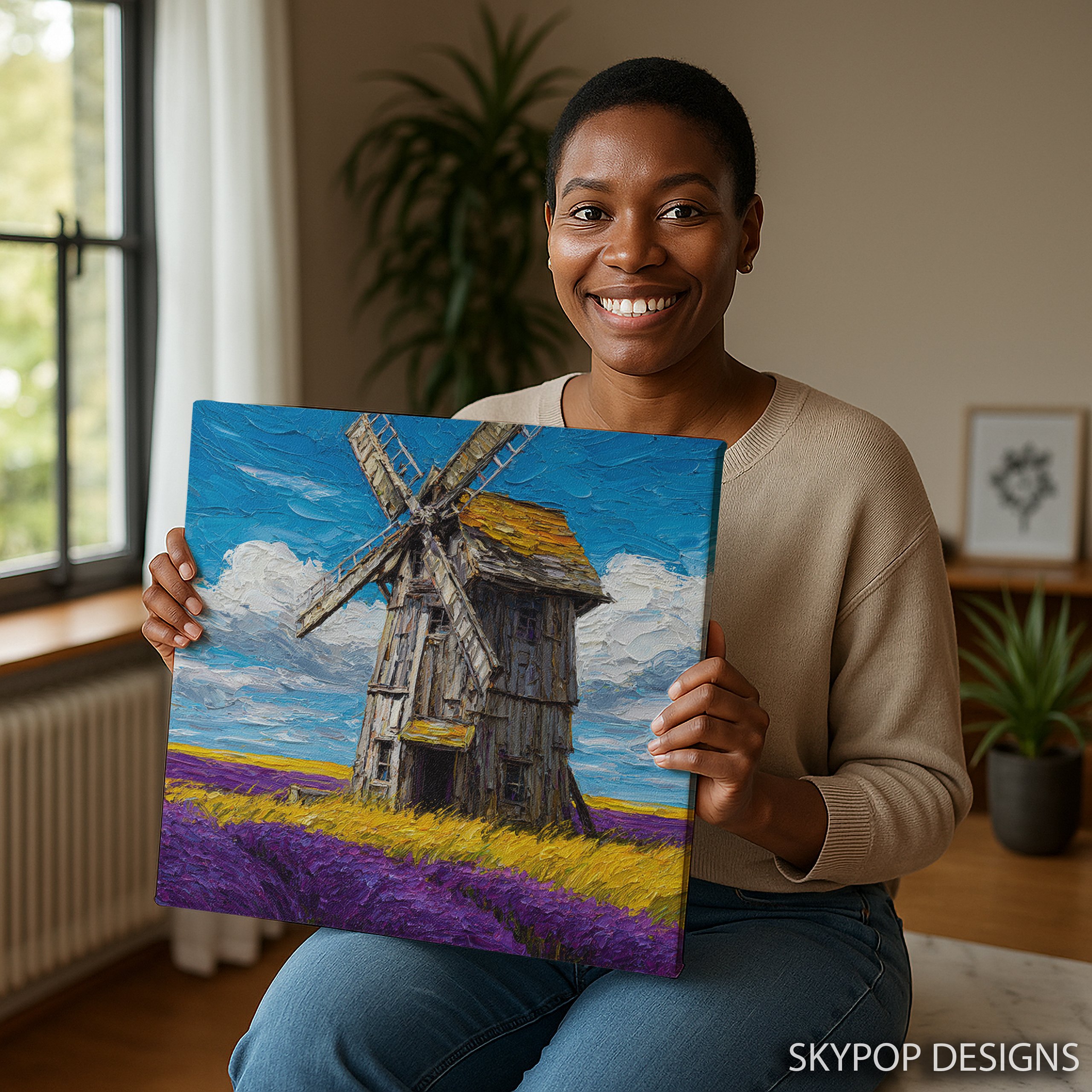 3.jpg Windmill Lavender Field Art