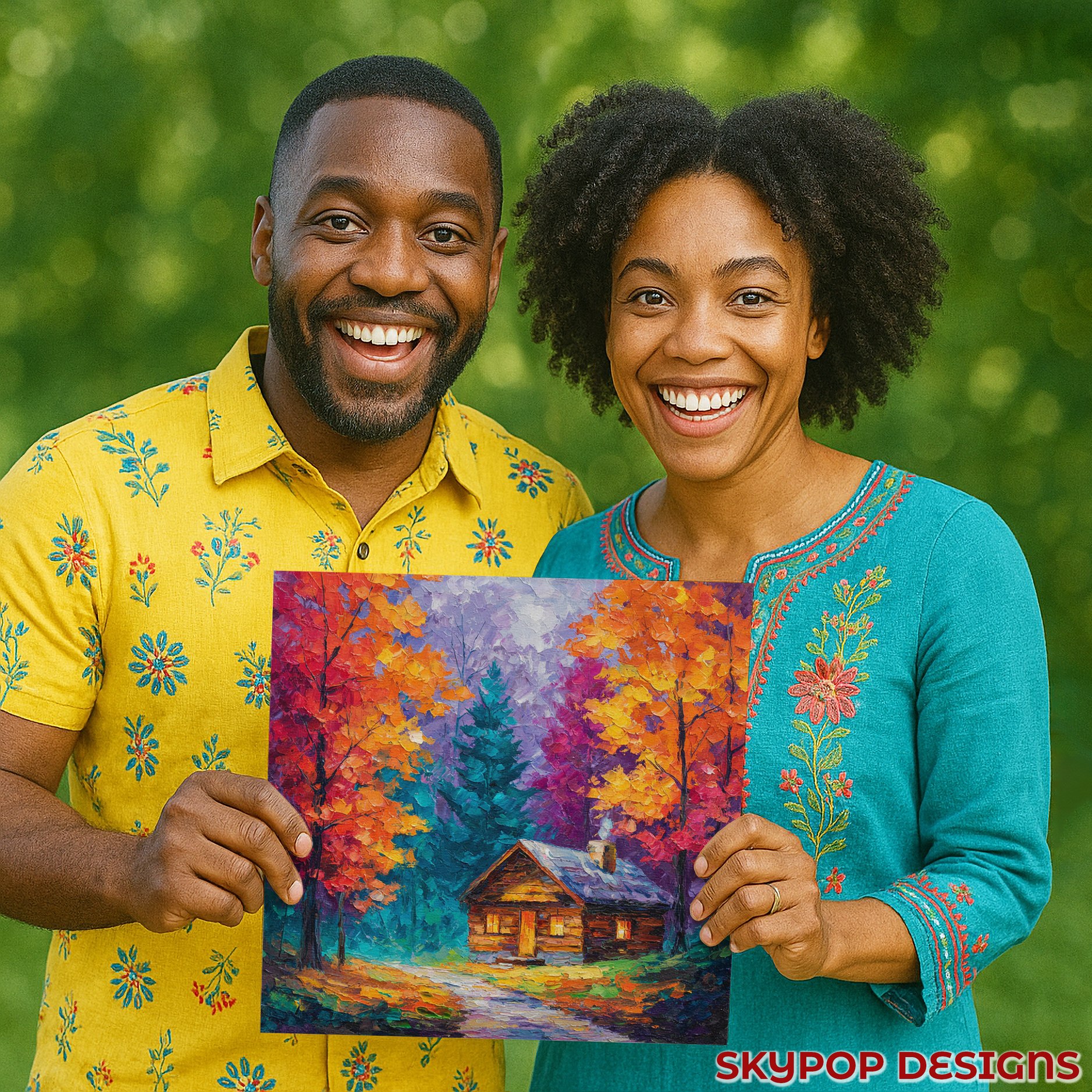 3.jpg Vibrant Autumn Cabin Art