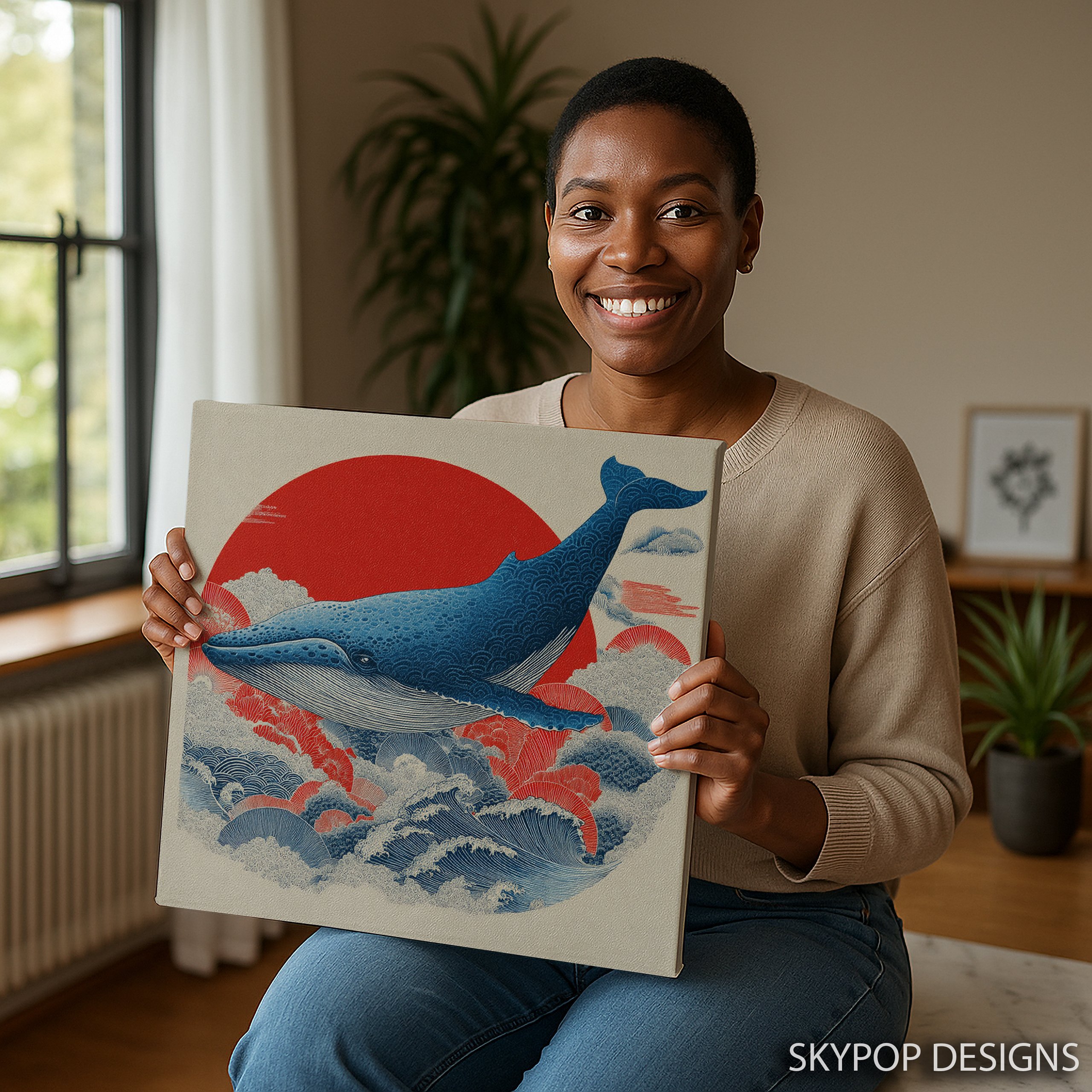 3.jpg Whale Ocean Sunset Art
