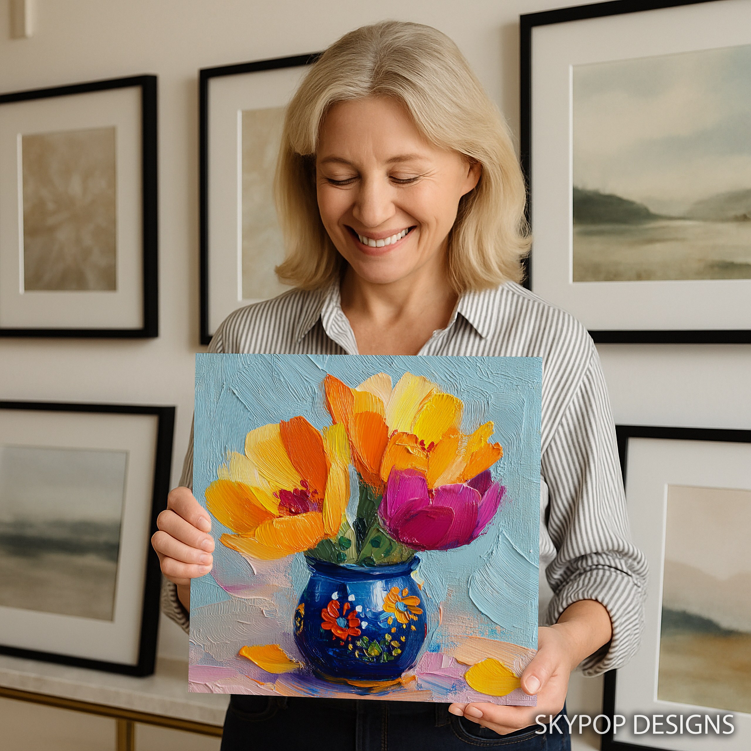 3.jpg Vibrant Tulips in Blue Vase Art