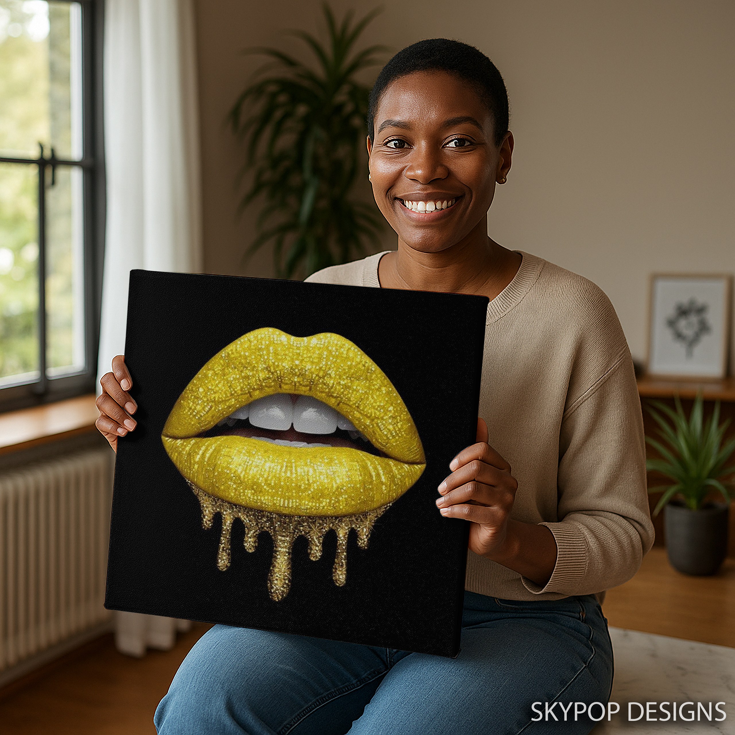 3.jpg Golden Lips Drip Art