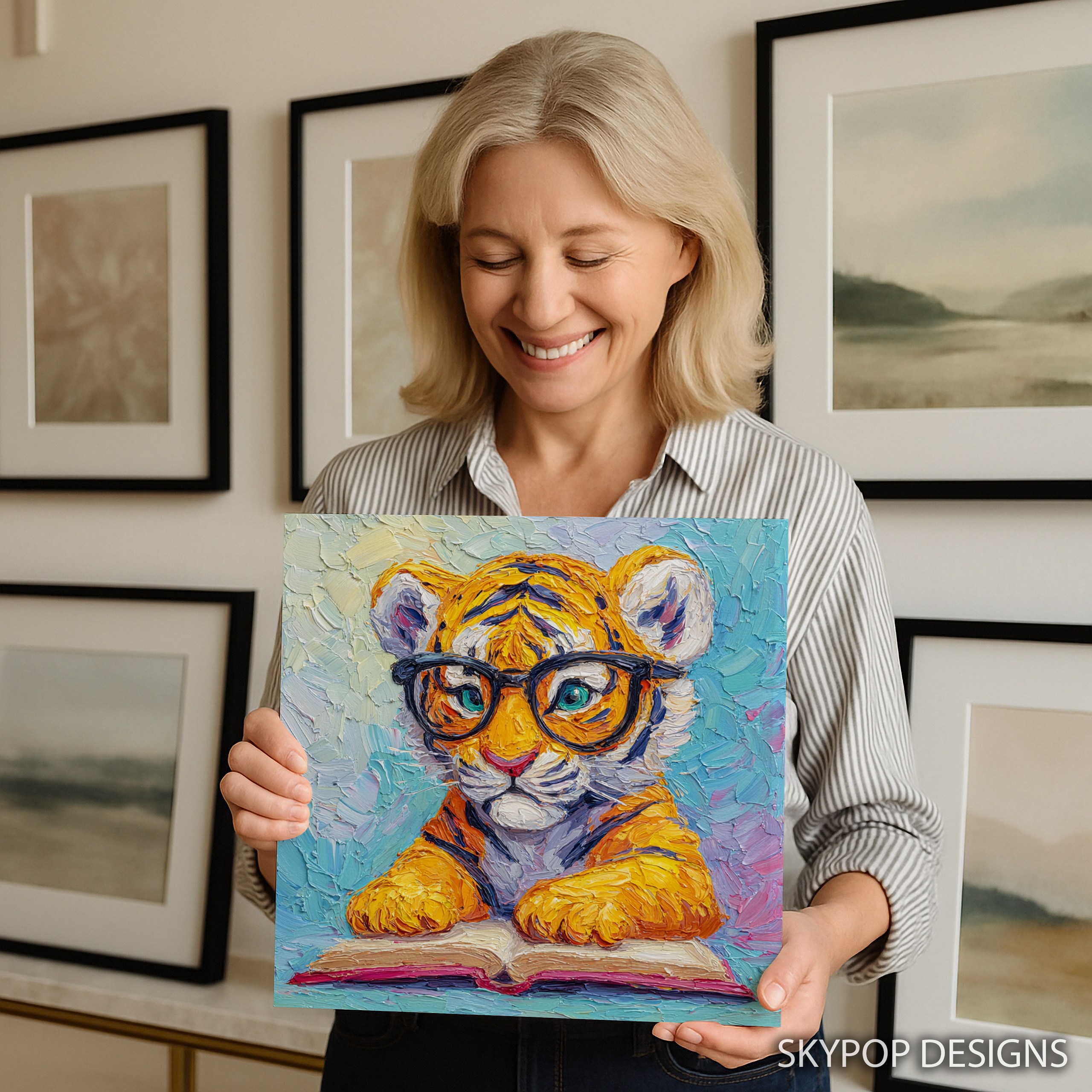 3.jpg Tiger Reading Glasses Art