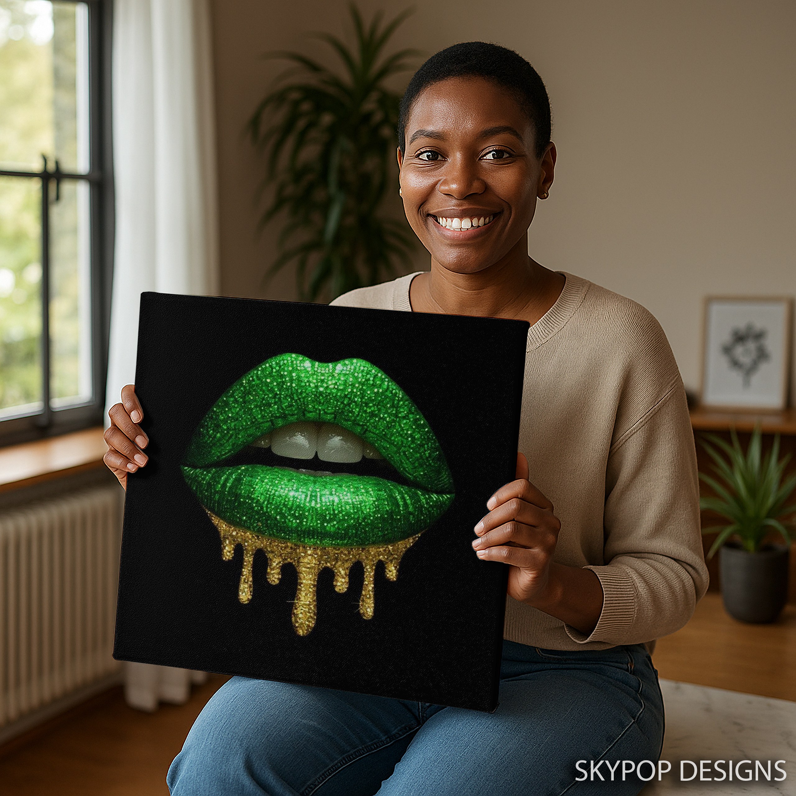 3.jpg Glittery Green Lips Art
