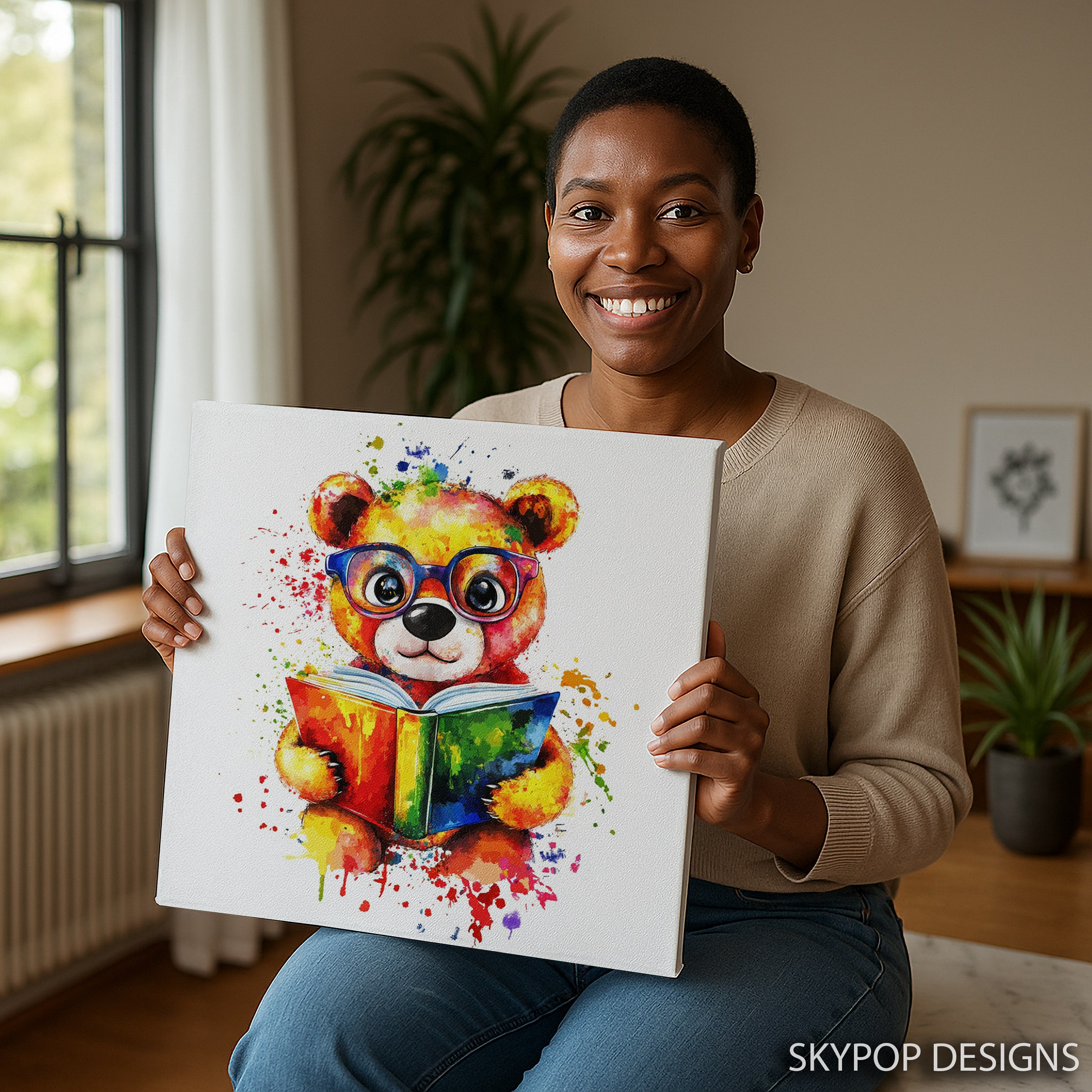 3.jpg Bear Reading Book Art