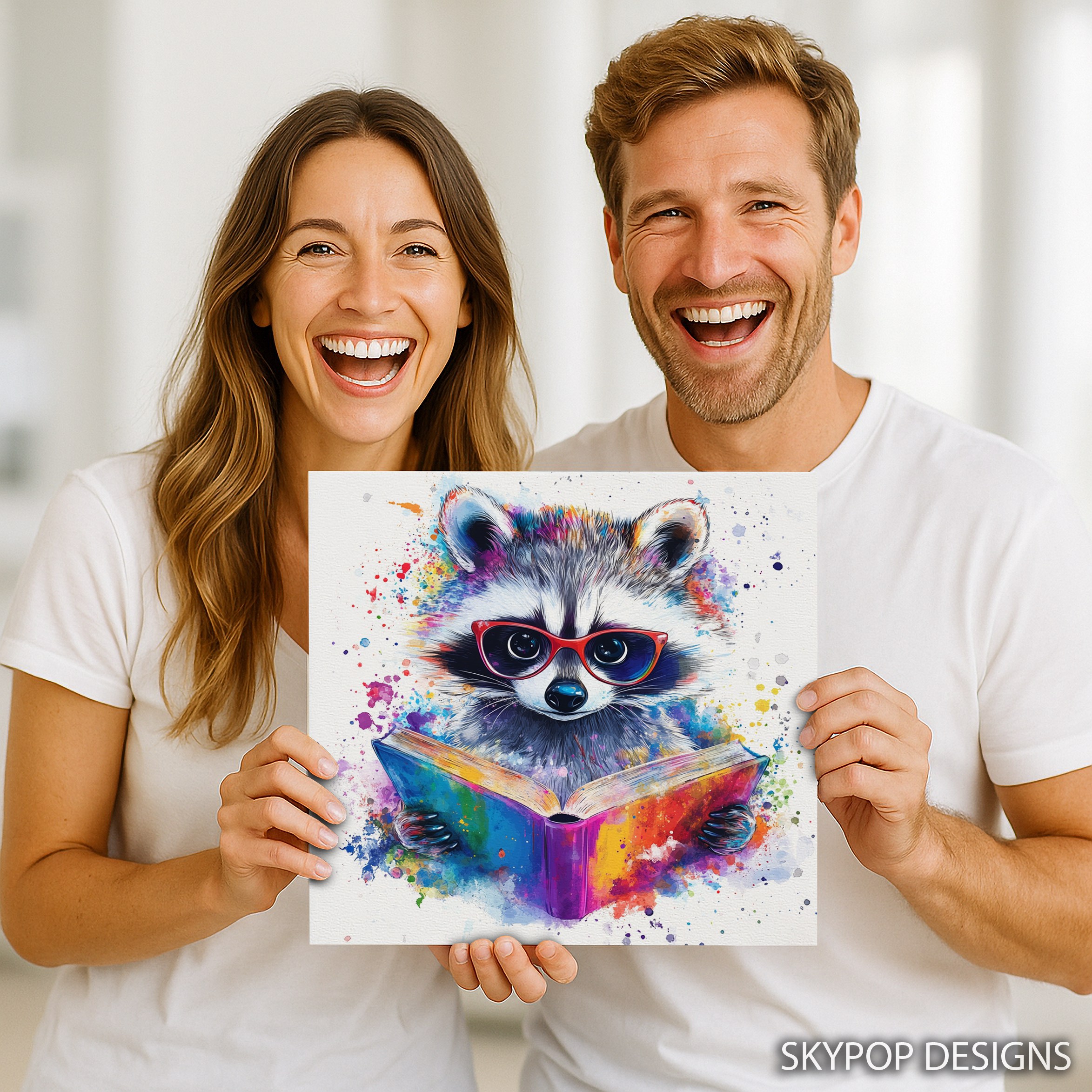 3.jpg Raccoon Reading Art