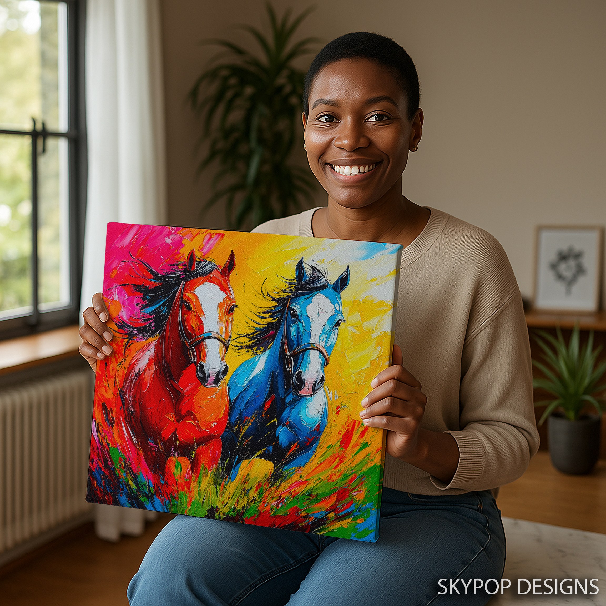 3.jpg Colorful Horses Art