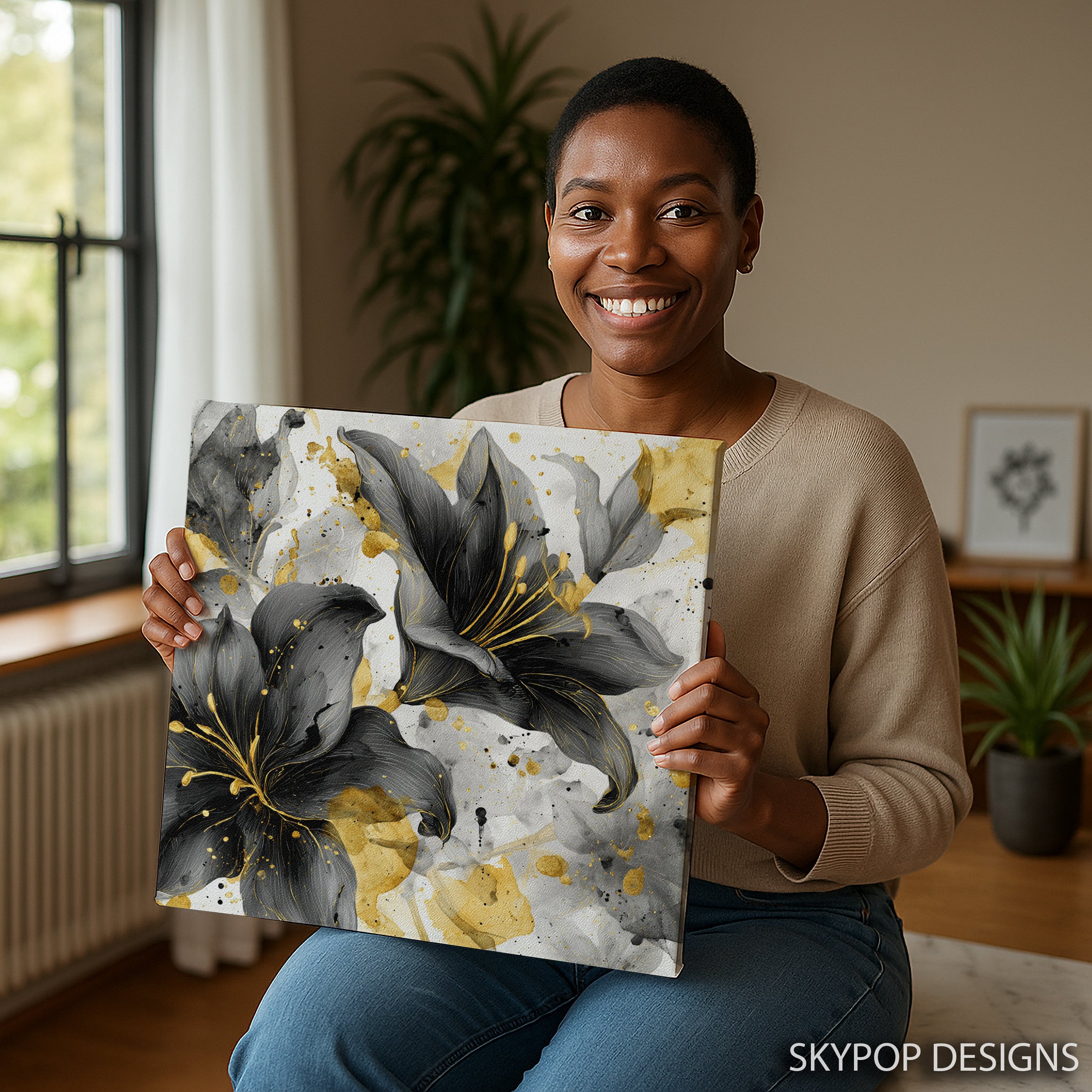 3.jpg Elegant Black and Gold Lily Art