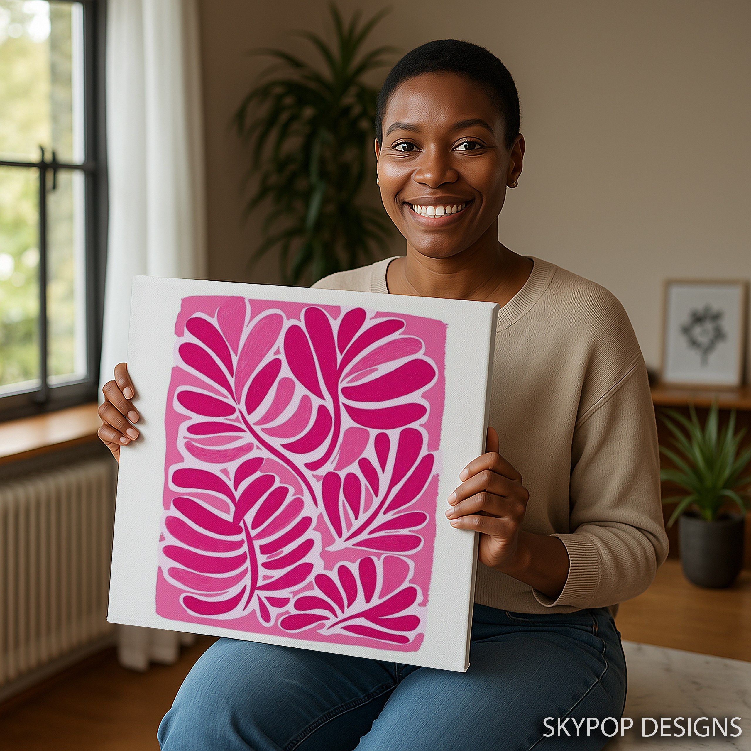 3.jpg Pink Leaf Abstract Art