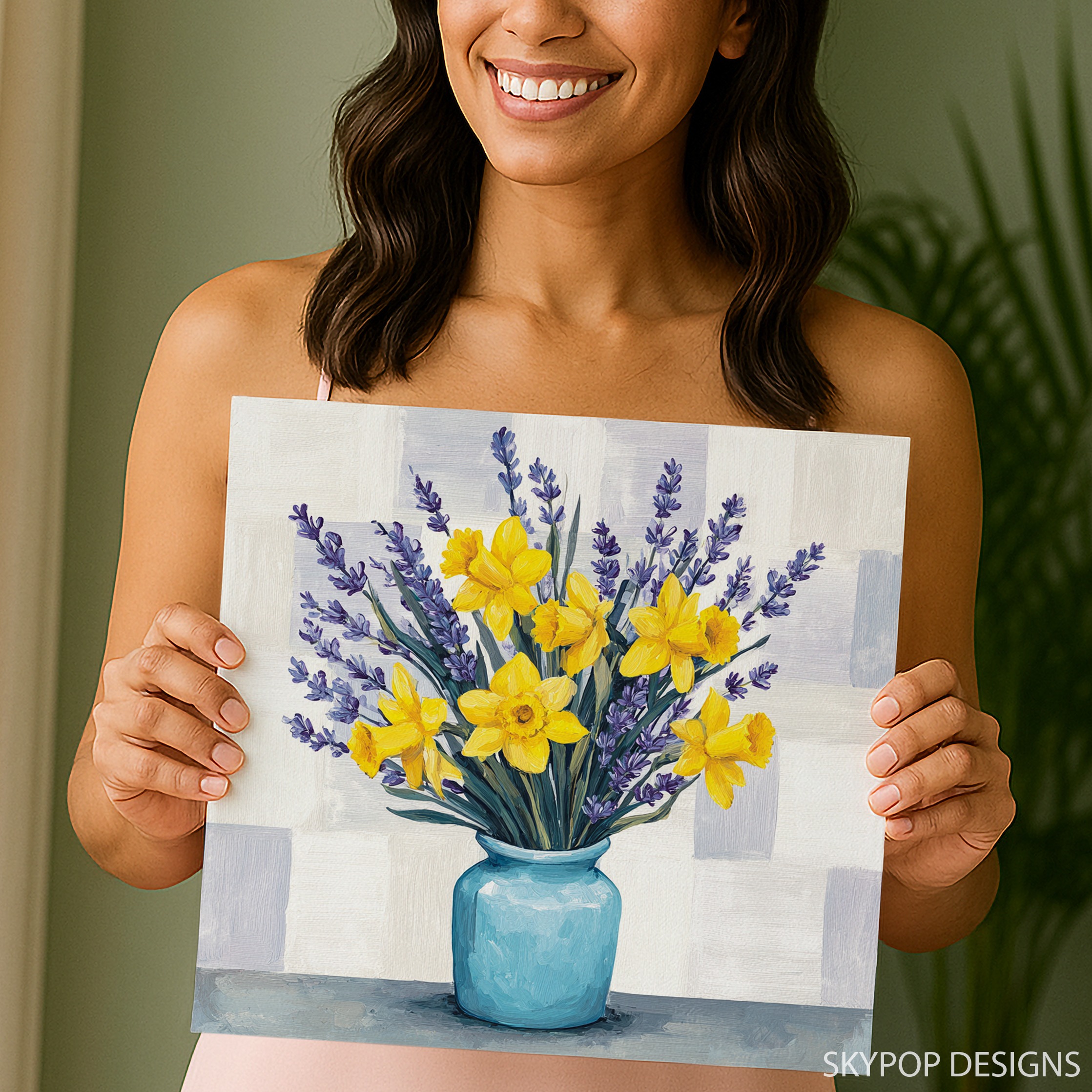 3.jpg Daffodil and Lavender Bouquet Art