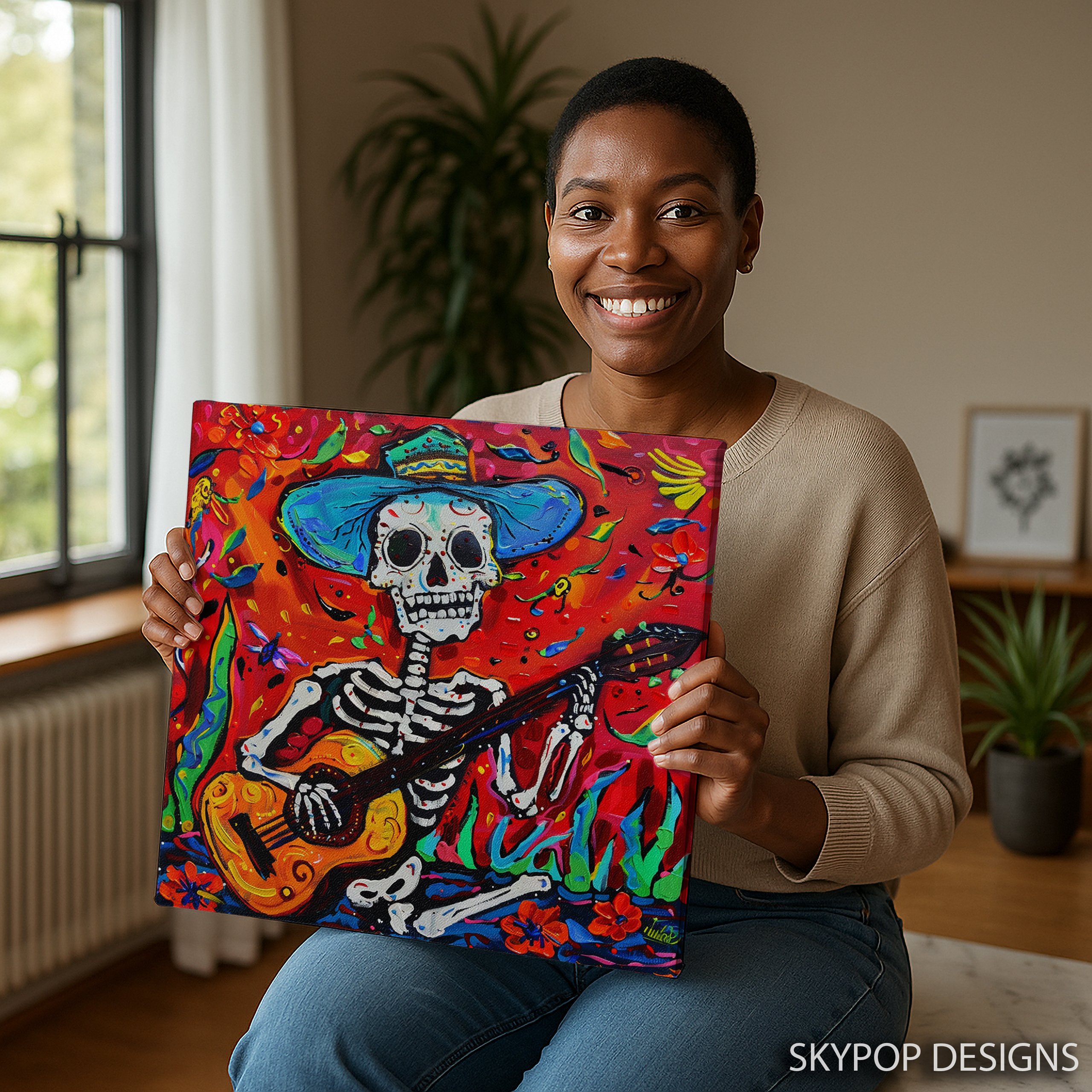 3.jpg Day of the Dead Guitar Skeleton Art